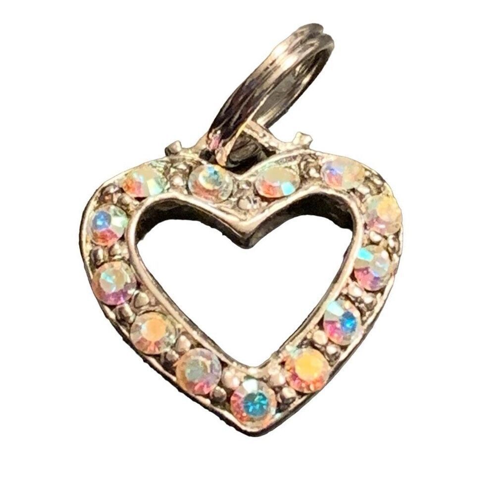 Sterling Silver 925 Open Heart Pendant Charm for Bracelet or Necklace - Pavé Cry